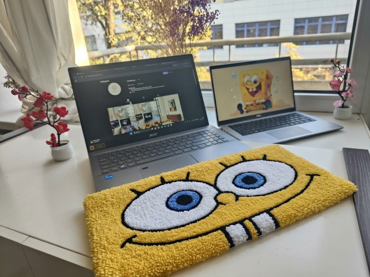 Yellow keyboard rug