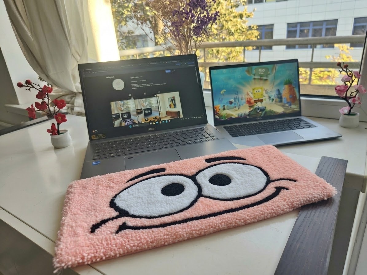 Pink keyboard rug