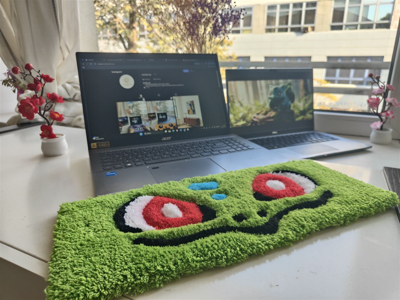 Green keyboard rug
