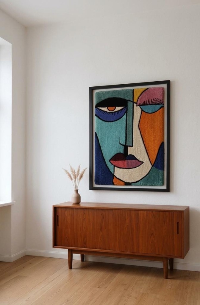 Tufted face rug for the wall