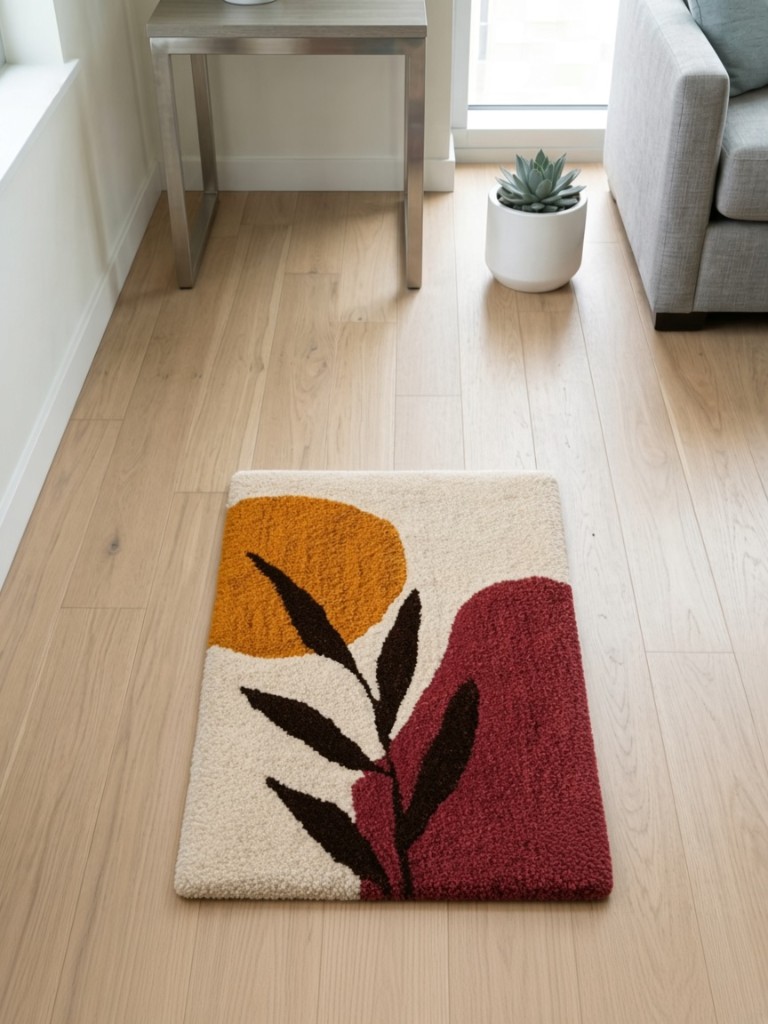 Tufted botanical sun and leaf rug