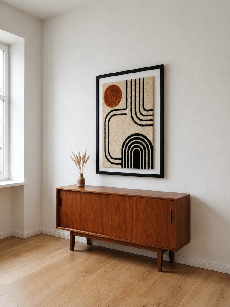 Tufted line rug for the wall