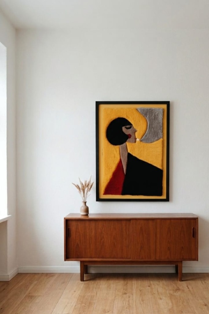 Tufted portrait rug for the wall